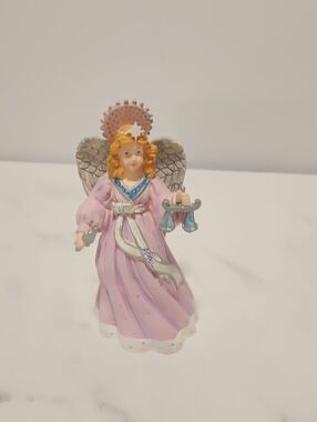 Angel  Of The Month April Figurine with Silver Wings Handmade Angel Of Justice